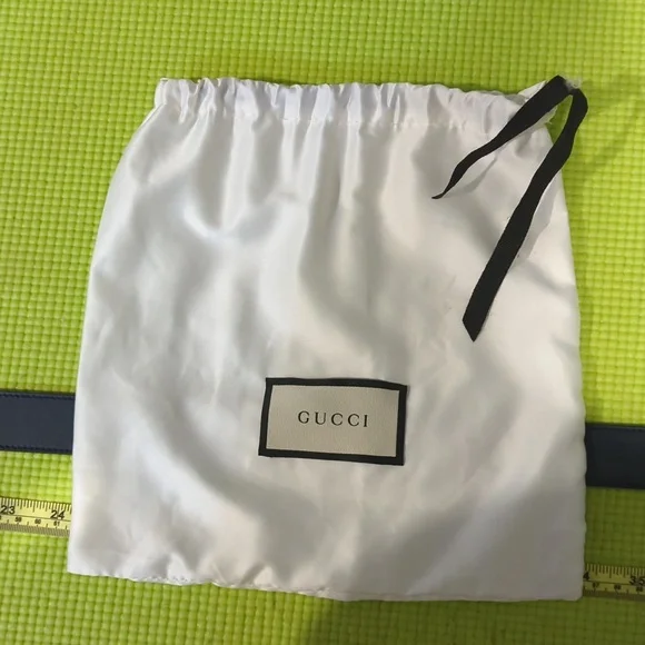 Gucci GG 3 cm gold buckle navy belt - Picture 4 of 8